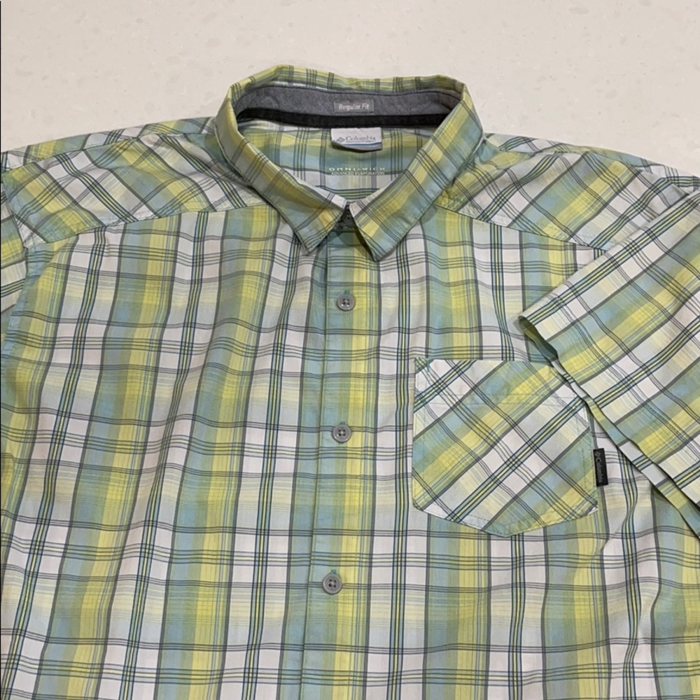 Columbia Button Down Shirt Green Plaid XXL EUC